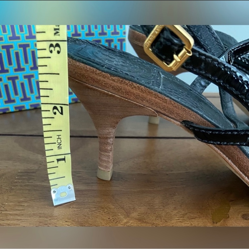 Tory Burch Black Sandals with Gold Logo - Picture 4 of 10